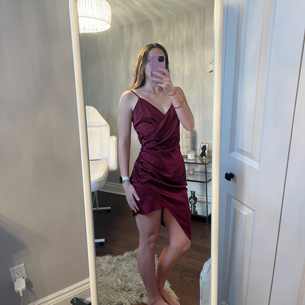 PrettyLittleThing Burgundy Mini Dress
